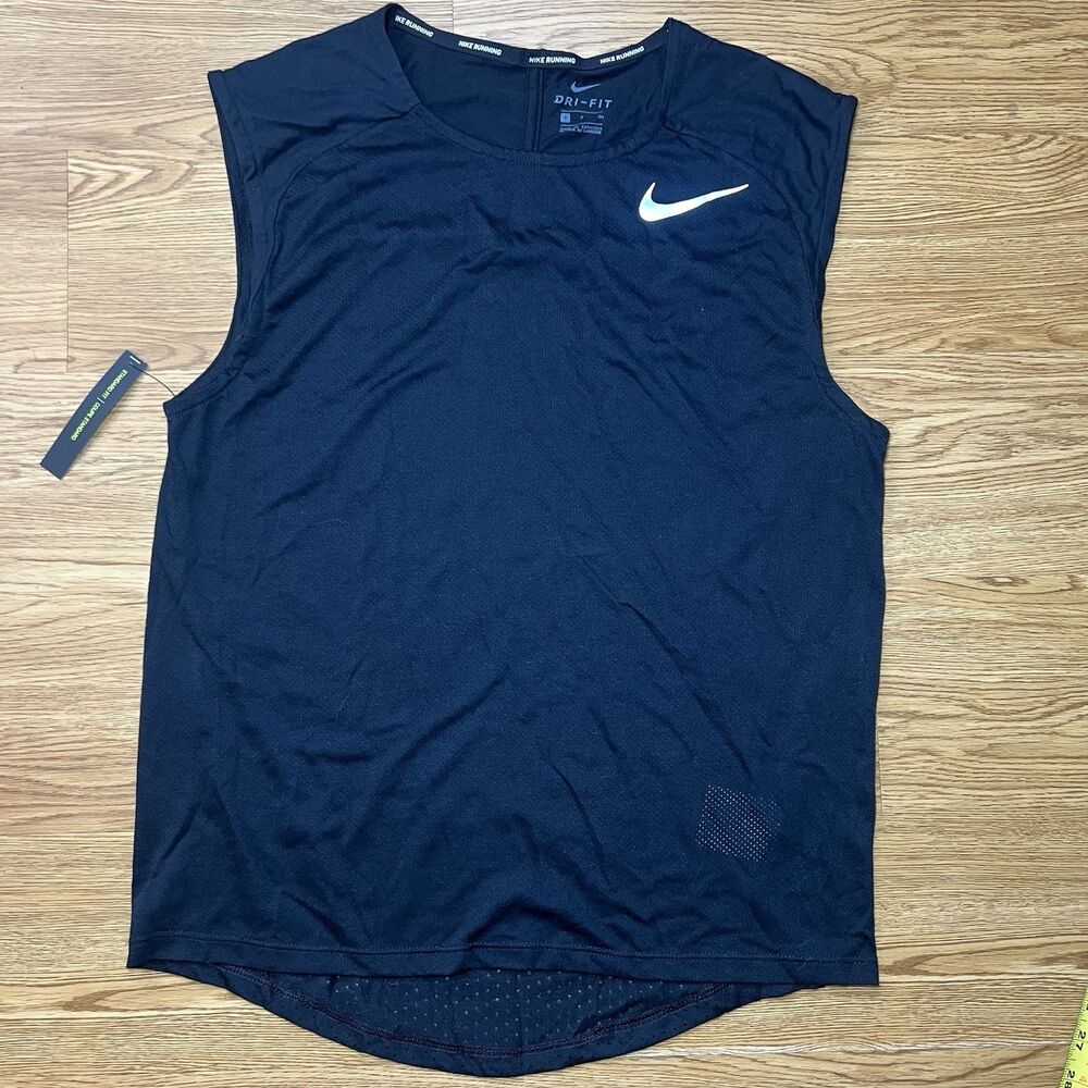 Nike Running Shirt Mens Sz XL Black Tank Top Dri-Fit Breathe Sleeveless Athletic
